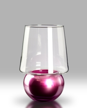 VanderGroff Candle Lantern, Metallic Pink